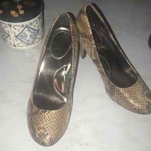 Faux snake skin heels